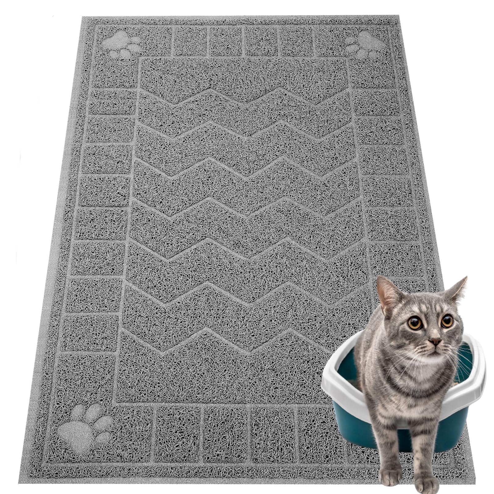 Photo 1 of Motsamla Cat Litter Mat, Litter Trapping Mat Soft on Kitty Paws, 35" x 24" Kitten Litter Box Mat for Cleaner Floors, Waterproof, Easy Clean, Durable Large Size Cat Litter Pad for Kitten.
