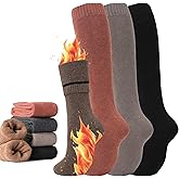 GUXIMIAR 4 Pairs Warm Knee High Socks for Women,Cotton Thermal Sock for Skiing Hiking Gifts Winter Boot Socks