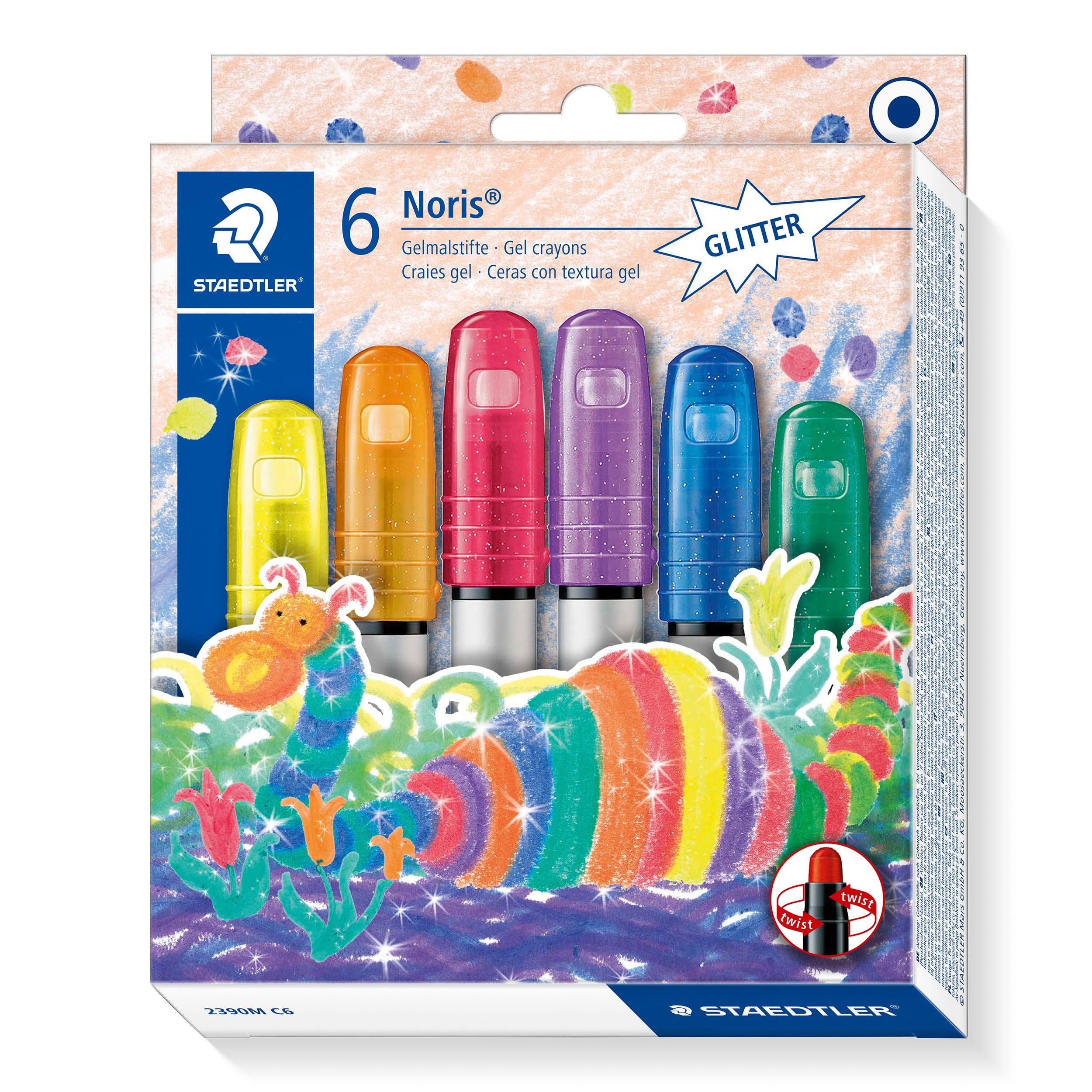 STAEDTLER 2390M C6 Noris Glitter Gel Crayons - Assorted Colours (Pack of 6)