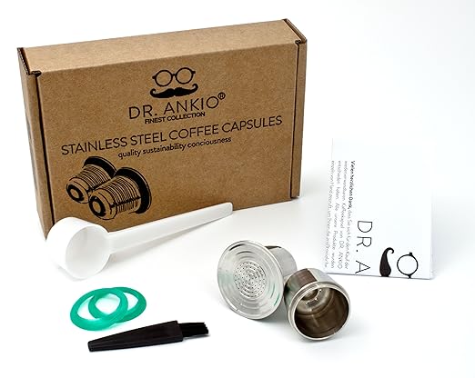 Doppelpack: Wiederverwendbare Nespresso Kapseln aus Edelstahl, Umweltschonend im Ökopack von DR. ANKIO