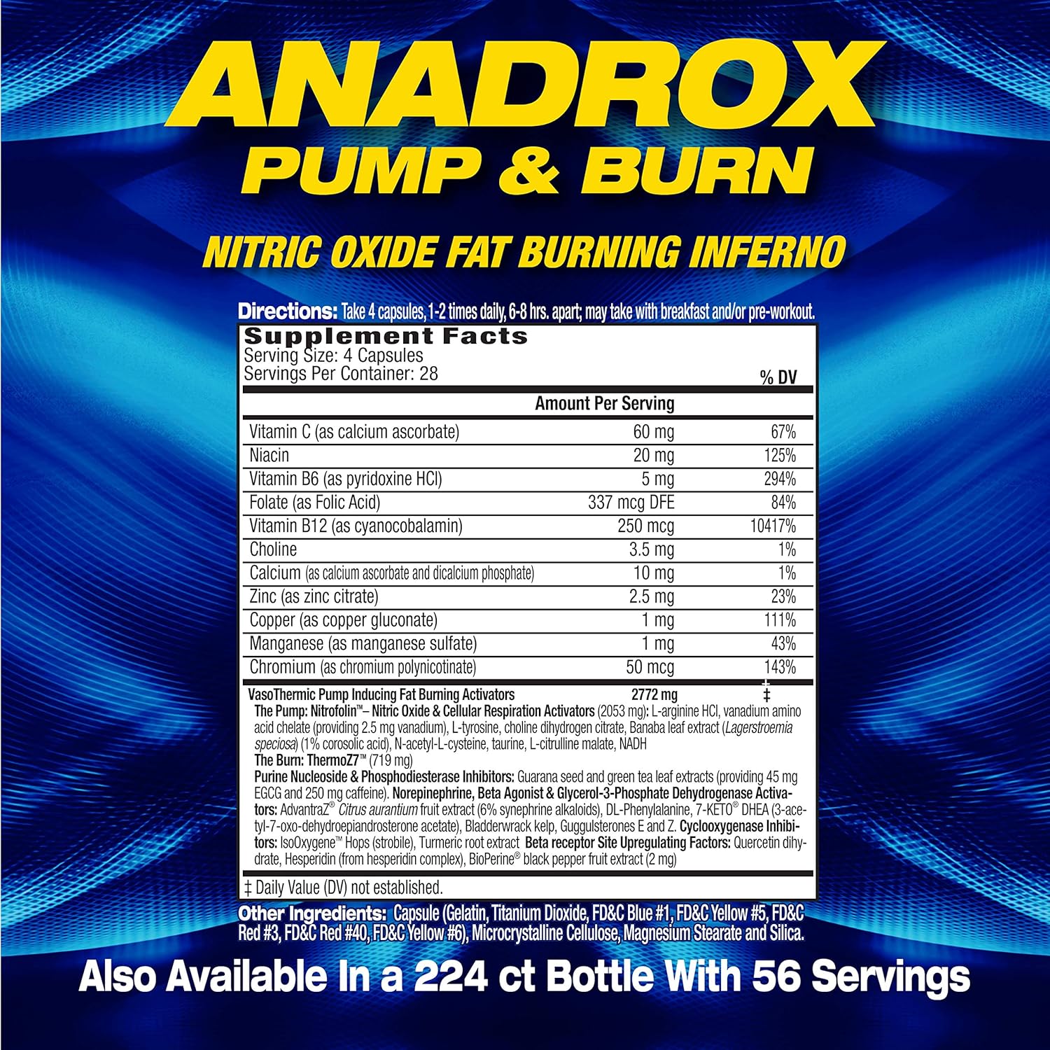 MHP Anadrox Pump & Burn, Nitric Oxide Fat Burning Inferno, 112 capsules: Health & Personal Care