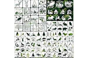 YinnFeen Forest Animal Stencils for Painting, 81 Pcs Plastic Stencils for Crafts Reusable, 3-7.9 Inch Wildlife DIY Drawing Te