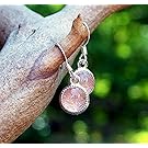 Recycled Antique Pink Depression Glass Color Dot Earrings