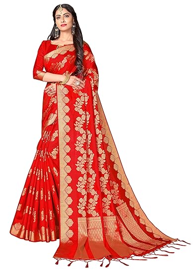 Womens Kanchipuram Silk Saree With Blouse Piece