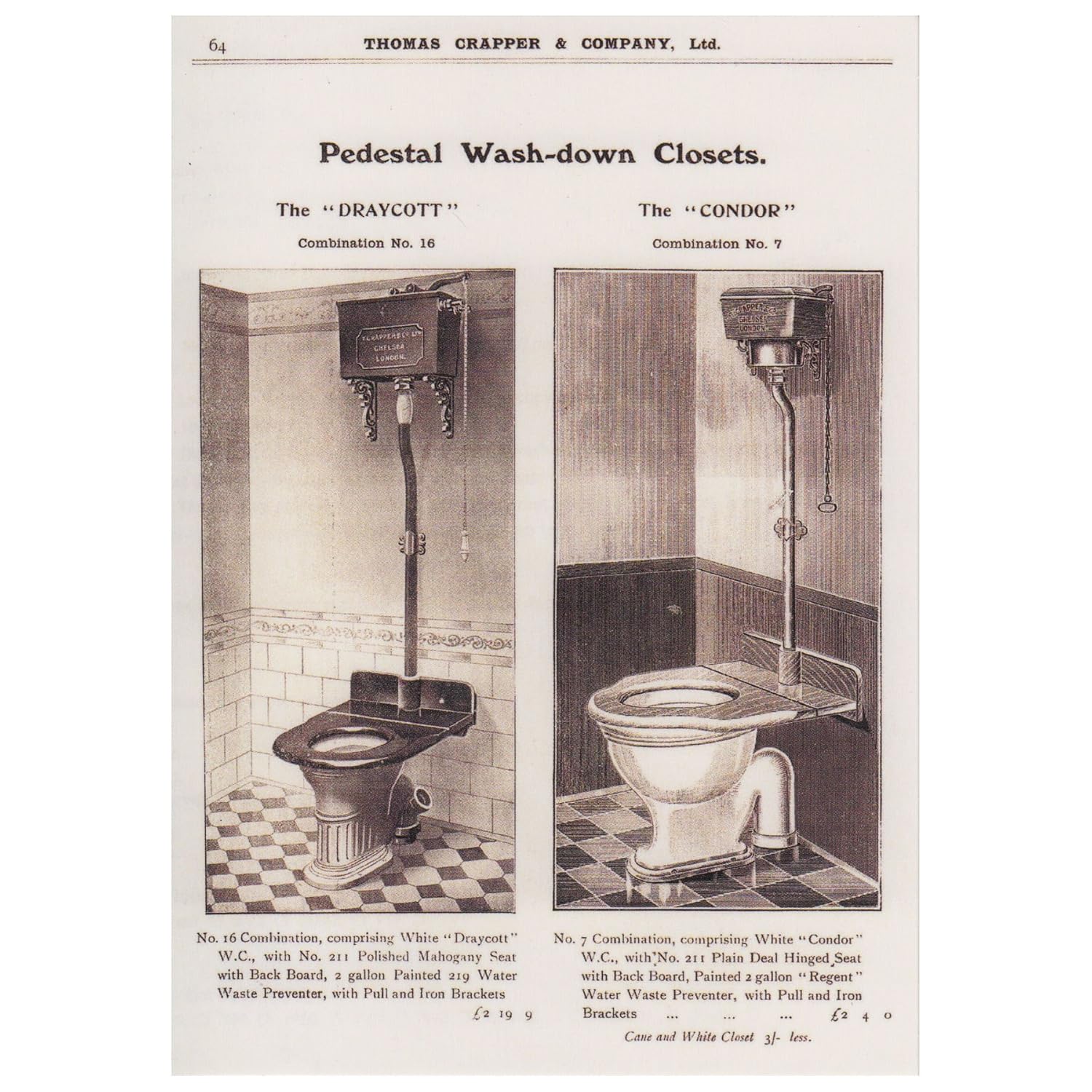 Robert Opie Nostalgic Post Card Pedestal Wash Down Closets Thomas