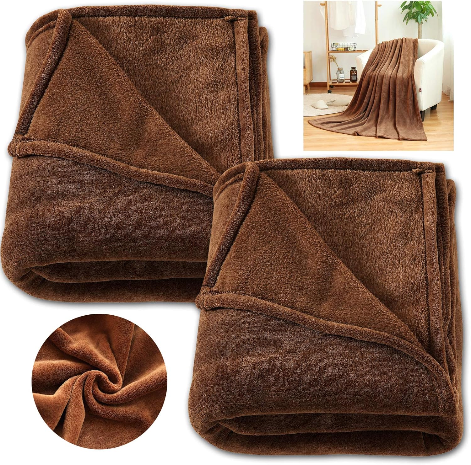 WOLTU® Kuscheldecke 2er Set XL XXL Wohndecke Sofadecke Decke Microfaser