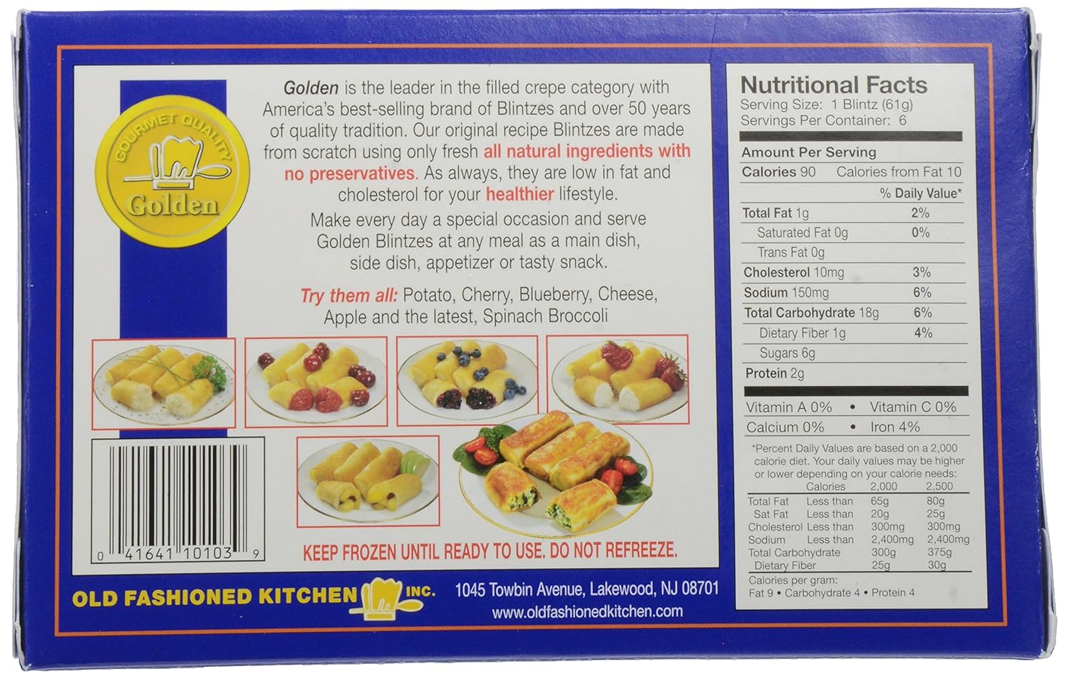 golden brand frozen blintzes