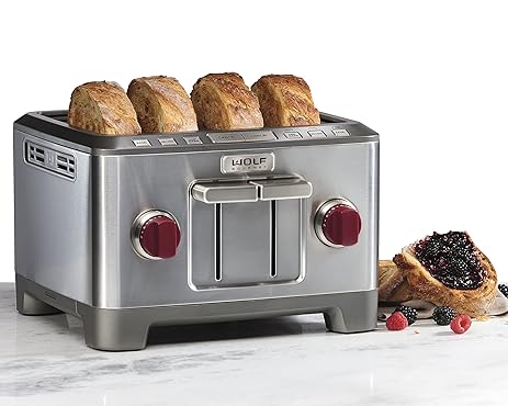 Wolf Gourmet 4 Slice Toaster (WGTR104S) (Red) Breville BTA830XL DieCast 4Slice Long Slot Smart Toaster