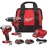 Milwaukee 2697-22 M18 18-Volt Lithium-Ion Cordless Hammer Drill/Impact Driver XC Combo Kit (2-Tool)