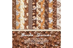 24 Sheets 6" x 6" Coffee Scrapbook Paper Single-Sided Dessert Pattern Cardstock for Scrapbooking Journal Photo Album