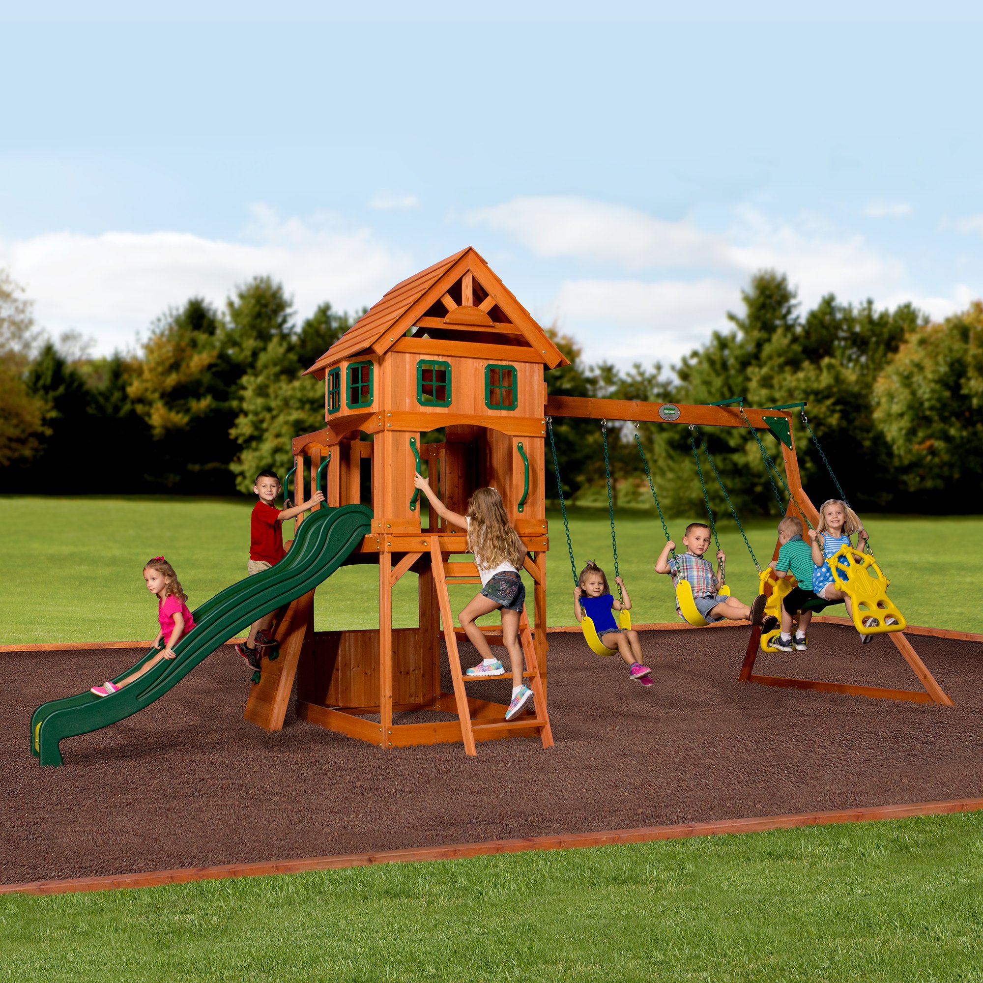 Backyard Discovery Atlantis All Cedar Wood Playset Swing Set on Galleon