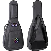 PPOPPO 40 41 42 Inch Smart Acoustic Guitar Bag, 600D Water-Resistant Oxford | Programmable Screen &amp; Bluetooth Speakers | 0.7" Thick Padding | Heavy Duty Abrasion-Resistant Oxford | Sponge Neck Cradle