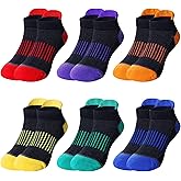 Eyean Boys Athletic Half Cushioned Ankle Socks Kids Cotton Sport Low Cut Socks 6 Pairs