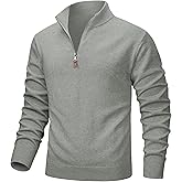 MAGCOMSEN Men's Quarter Zip Pullover Lightweight Mock Neck Polo Sweater Long Sleeve Warm Fall Winter Pullover Sweaters