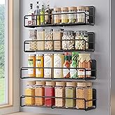 Mystozer 4 Pack Magnetic Spice Rack for Refrigerator, Magnetic Shelf Fridge Organizer for Kitchen Storage, Black