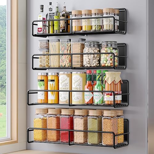 Kitchen Organization 4-Pack Magnetic Spice Rack For Fridge