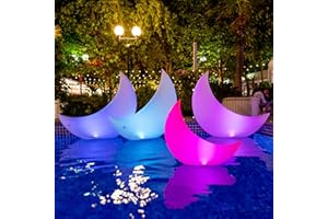 TIALLY Floating Pool Lights Solar Powered - 4 PCS Crescent Moon Pool Lights - Inflatable LED Lights for Pool, Floating Solar Pool Lights for Swimming Pool, Wedding, Patio, Pond, Pool Party Decor