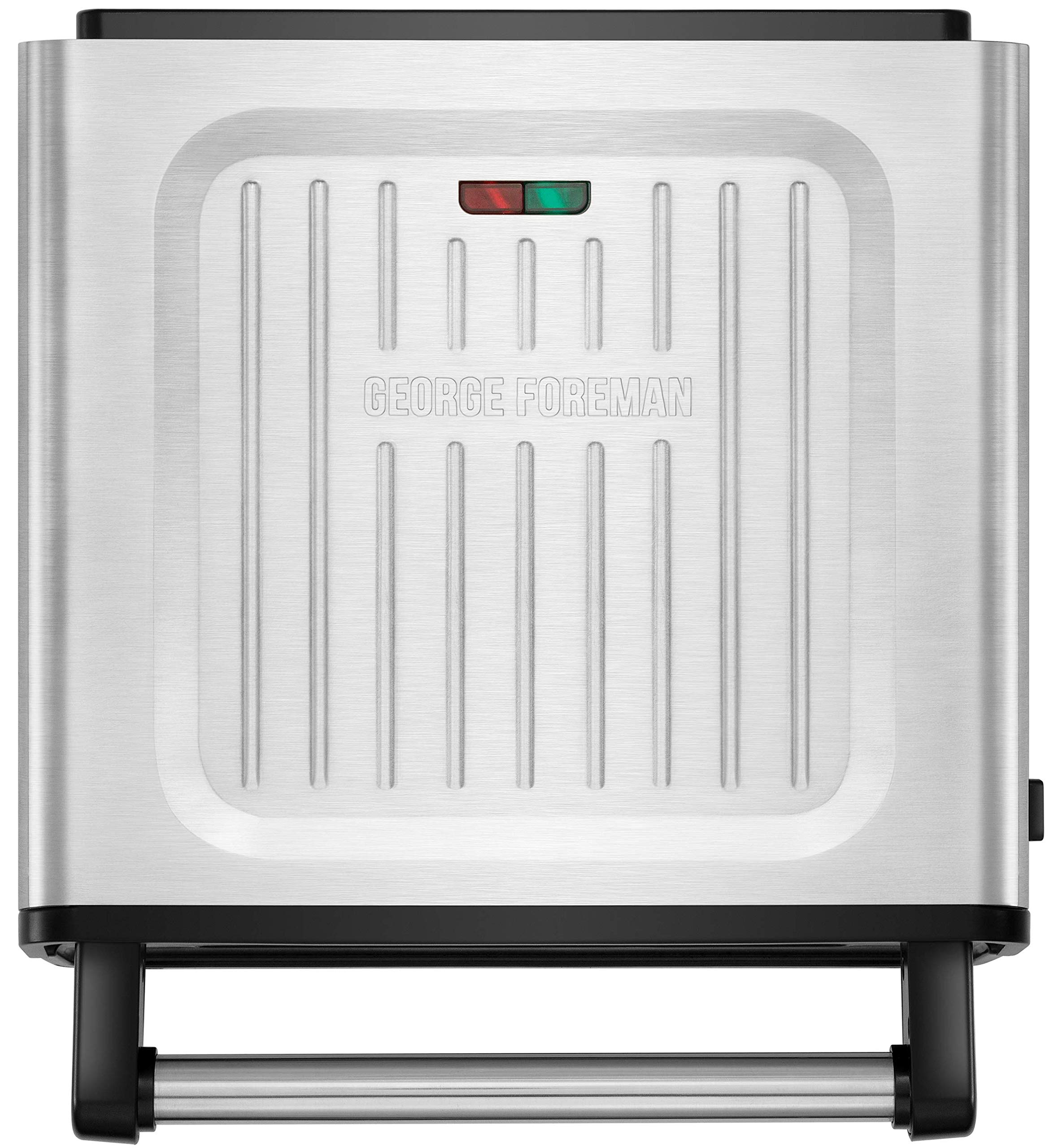 George Foreman Medium Smokeless Electric Steel Grill [Non stick, Healthy, Griddle, Toastie, Hot plate, Panini, BBQ, Energy saving, Dishwasher Safe Plates & Drip tray, Ready to cook light] 1500W 28000