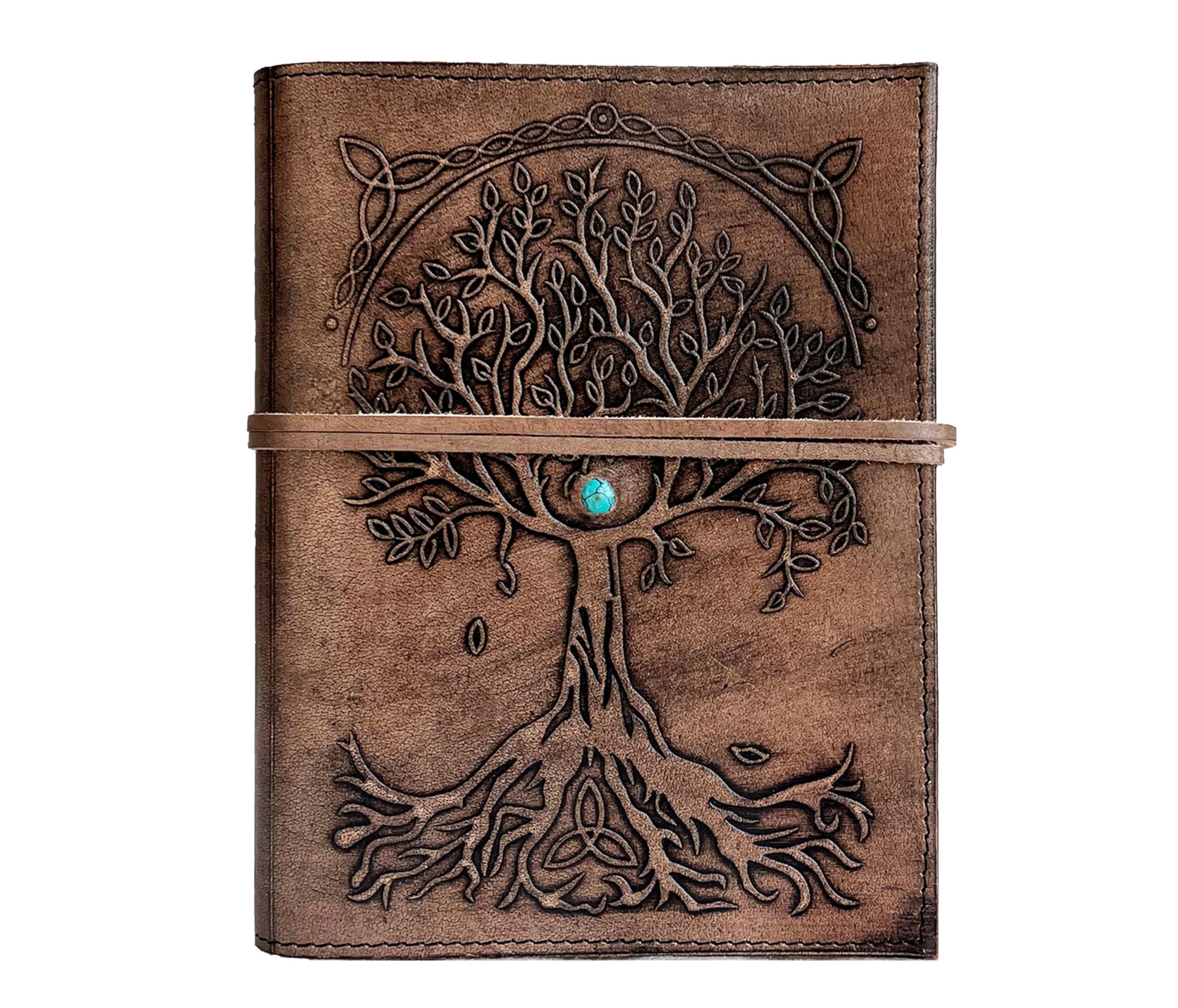 Jaald 12 cm Notepad Notes Notebook Pages Handmade Album Diary Leather with Leather Cover Gifts Antique Celtic Tree of Life