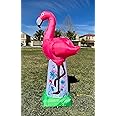 6 Foot Tall Giant Summer Party Inflatable Pink Flamingo Pre-Lit LED Lights Outdoor Indoor Lawn Yard Holiday Decoration Blow up Home Garden Decor