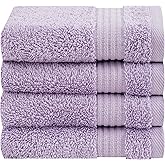 Cotton Paradise 100% Cotton Turkish Washcloth Set for Bathroom, 4 Piece Soft Absorbent Small Hand Face Towels Wash Rags, Lilac
