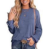 ANRABESS Womens Oversized Long Sleeve Shirts Ribbed Knit Tunic Tops Side Spilt Casual 2025 Fall Outfits