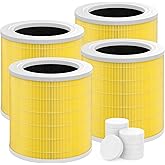 4 Packs A2001 Replacement Filters Compatible with A2001 Air Cleaner Purifier, 3-in-1 Filter, Compared to Part #AF-2001, Yellow Pets Filter with 12 Extra Aromapads