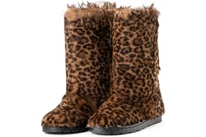 Leopard print winter fur boots for women, genuine fur boots, pony fur boots, animal print boots, LITVIN