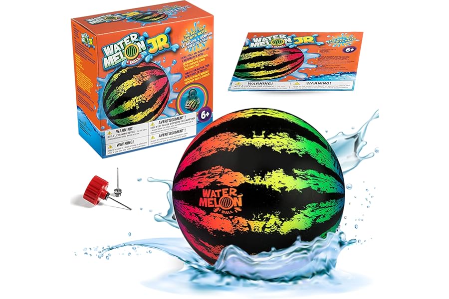 Watermelon Ball JR Durable Fillable Pool Toy for Underwater Games - Football, Basketball & Rugby - Perfect for Water Parties - Fun for Adults & Kids Alike - Ages 6+, 6.5" Multicolor