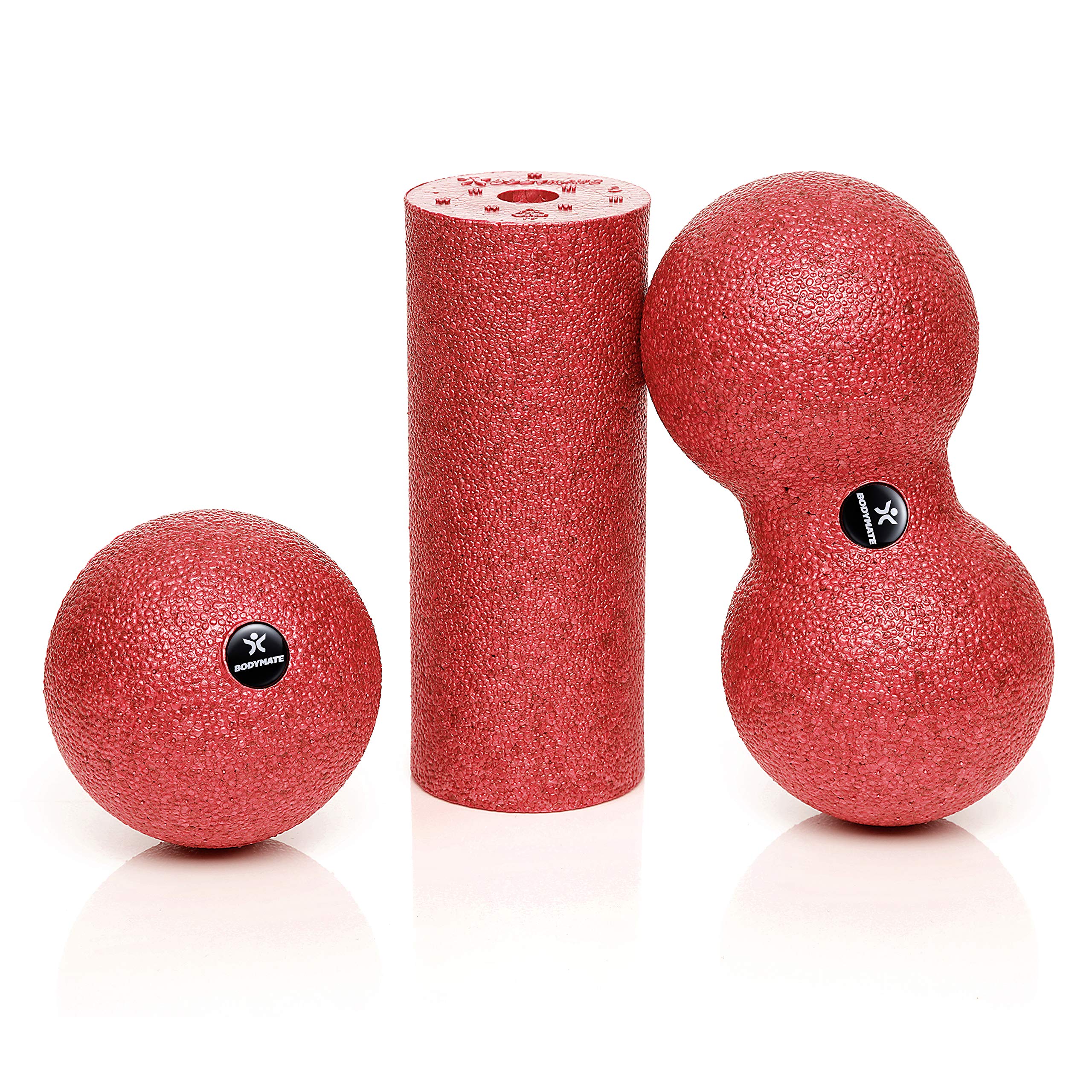 BODYMATE Mini Fascial Massage Set – Mini Fascial Roller L15xD6cm, Ball D8cm and Duo-Ball D8cm