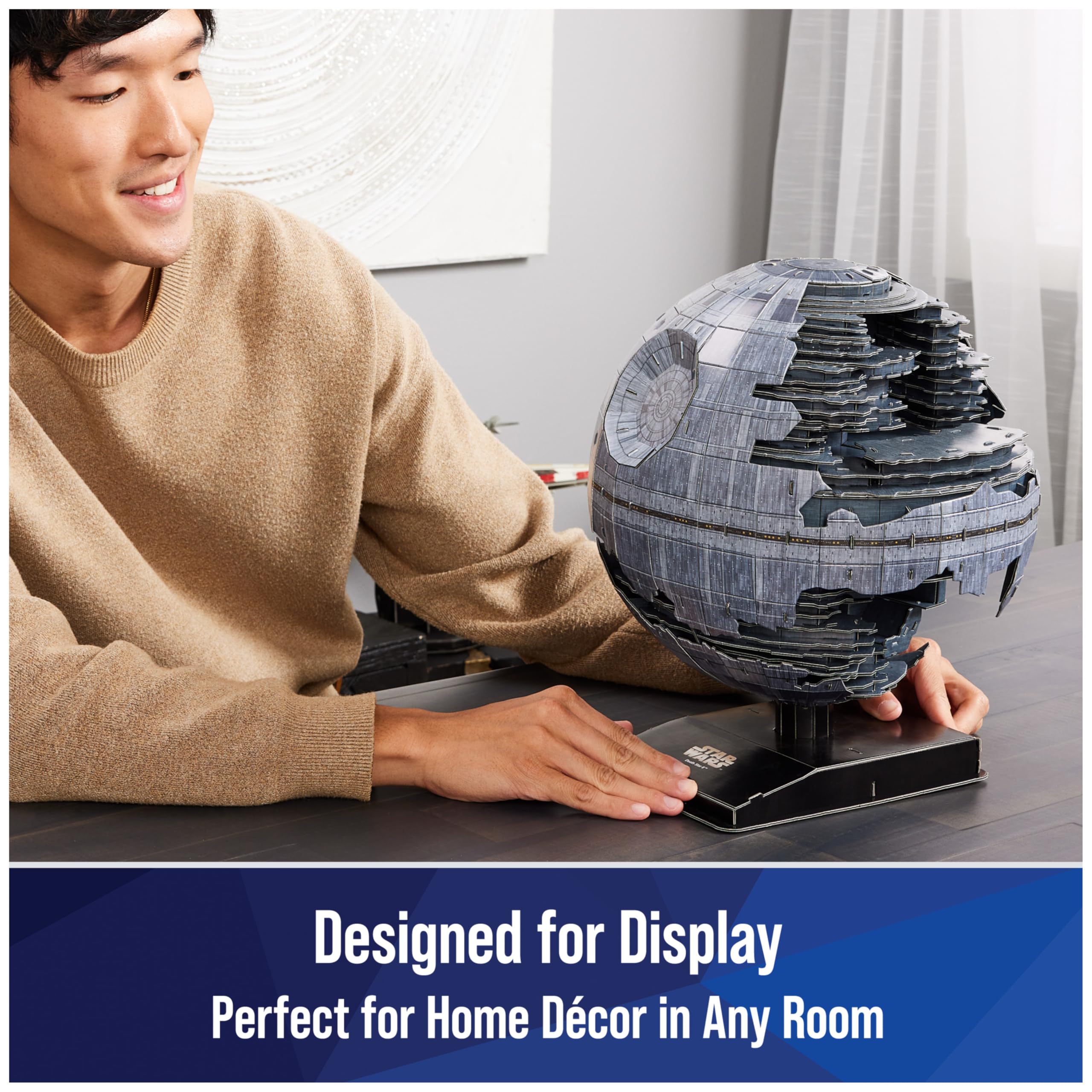 4D Build Star Wars Deluxe Death Star II Cardstock 3D Model Kit, Star Wars Gifts, Desk Décor for Fans & Collectors, 272 Pieces, 3D Puzzles, Gift Ideas for Ages 12 & Up