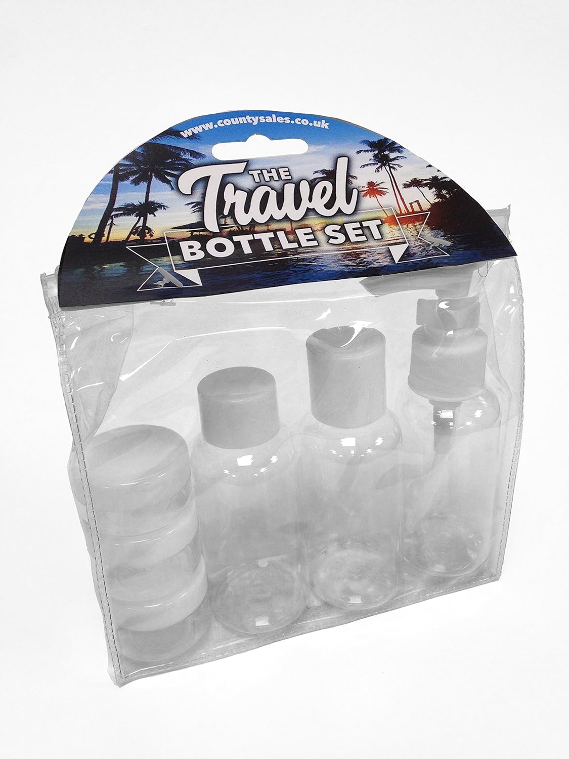 County 7 Piece Travel Bottle Set - Flight Holiday Set Airline Approved - 1 Pack, Clear