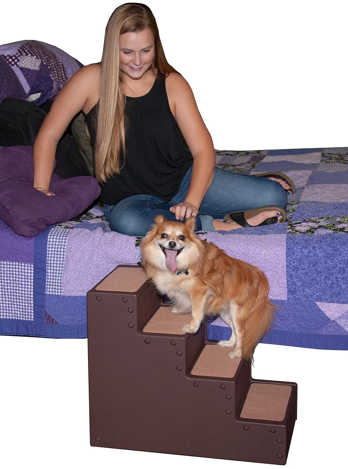 4 Step Pet Dog Cat Stair Ramp Portable Ladder Rubber Grip Bed Passage Stepper eBay