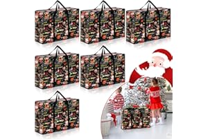 Yeshone 6 Pcs Extra Large Christmas Storage Bag, 27 x 20 Inch Heavy Duty Organizer Oversized Christmas Storage Bag with Handle Zipper for Xmas Ornaments(Stylish Style)