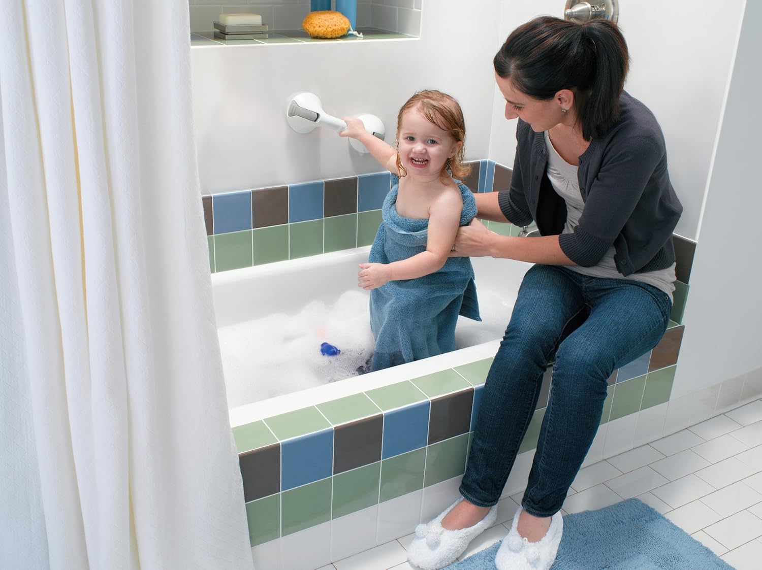 Moen LR2308W Home Care 12" Suction Balance Assist Bathroom Saftey Hand Grip, White: Home Improvement