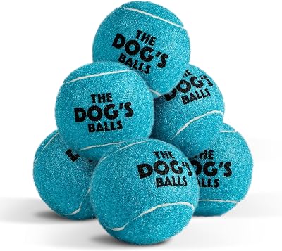 The Dog's Balls Dog Tennis Balls Blue Medium 6-Pack Non-Abrasive Felt