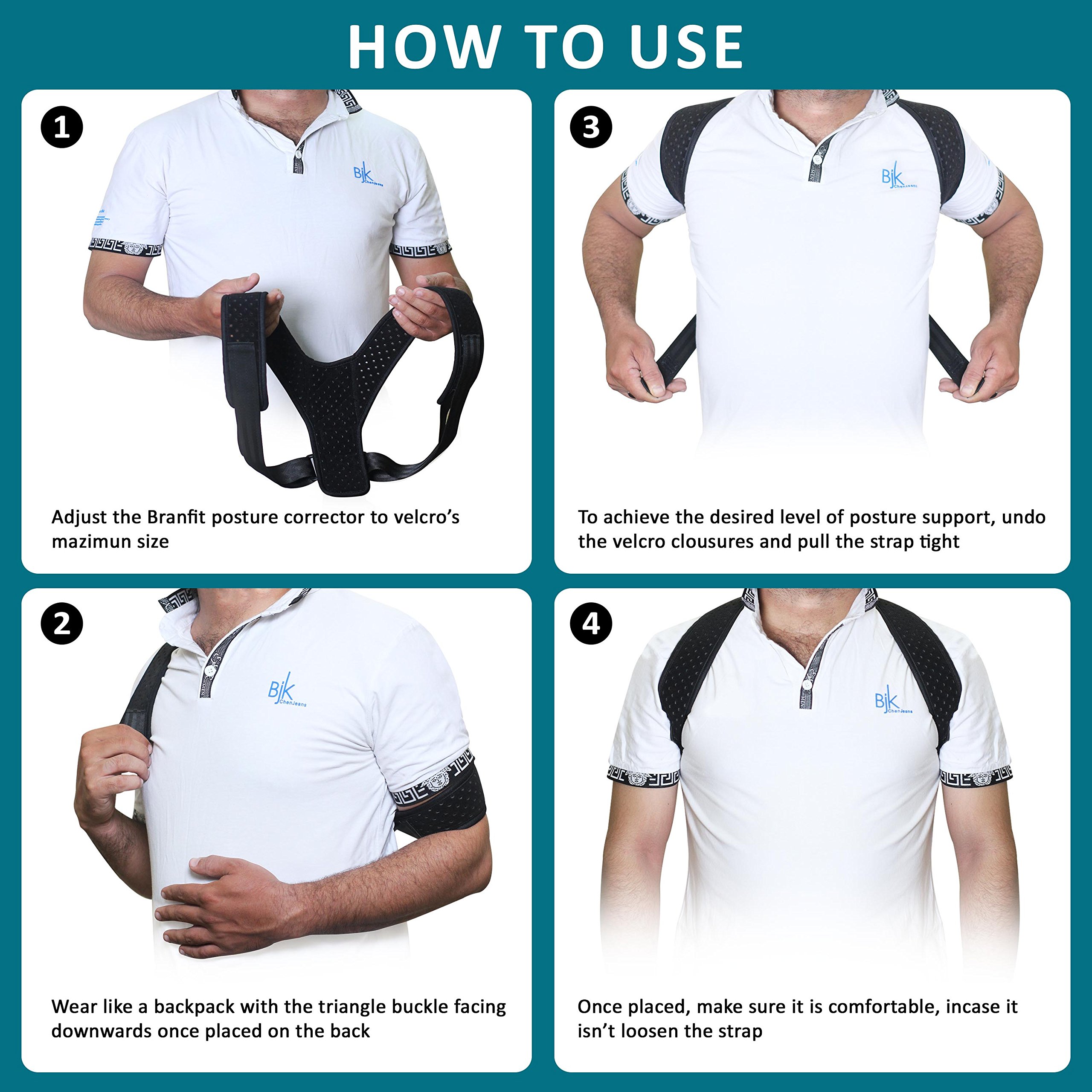 Posture Corrector & Back Support Brace for Women and Men by BRANFIT, Figure 8 Clavicle Support