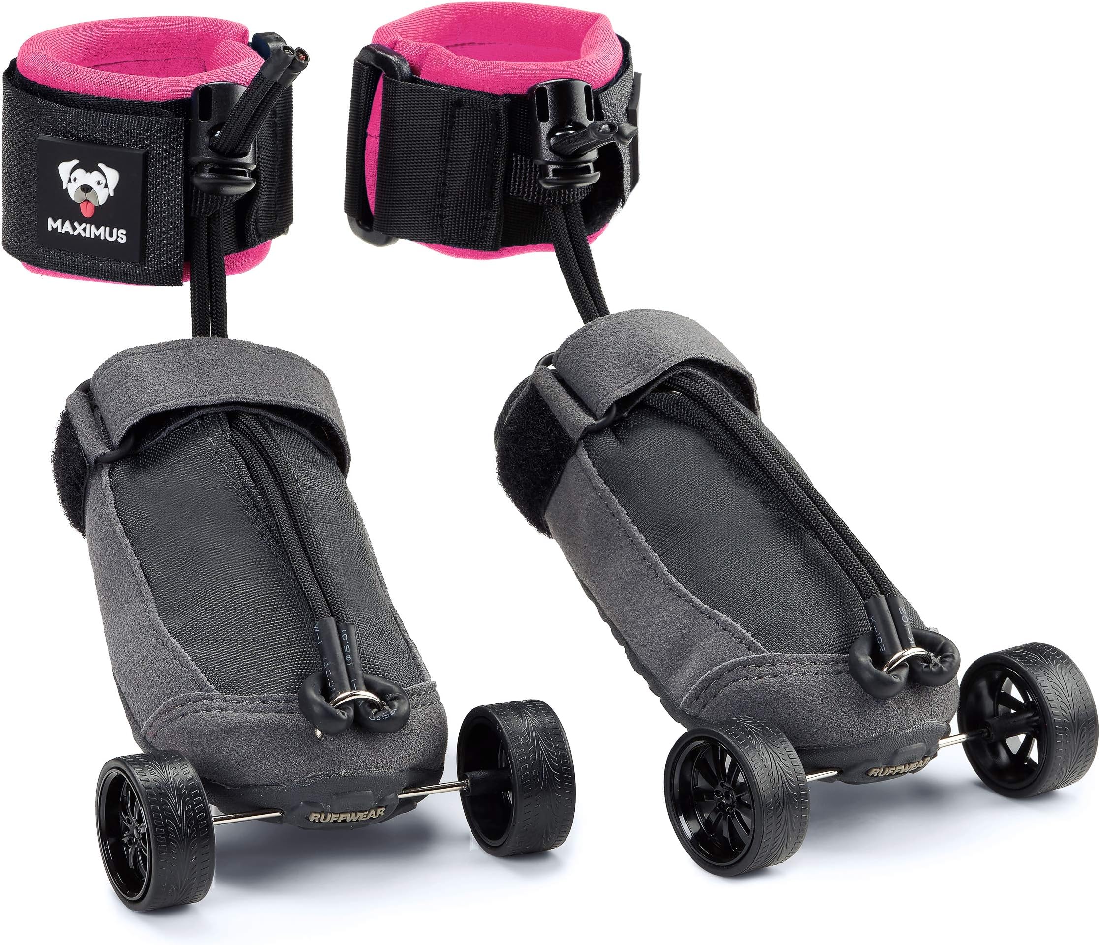 Maximus Dog Roller Skates Boot Wheelchair Accessory to Protect Paws from Knuckling, Dragging (Pair) (Pink - 2 in.)