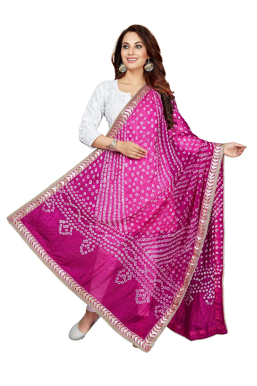 rani saahiba women's art silk bandhani dupatta