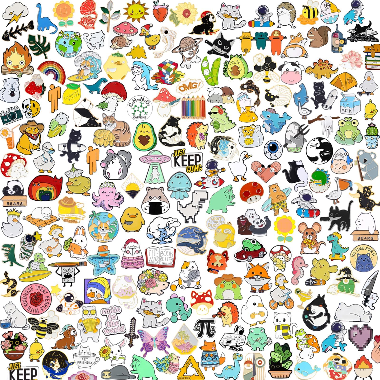 fiintrwa 20/30/50/80 Mixed Enamel Brooch Bulk Set,Lapel Badges, Cartoon Plant Enamel Pin Sets, Funny Button Pins Jewelry for Backpack Cloths Hats Jacket Decoration