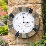 HomeZone Modern Round Slate Effect Wall Clock 35cm Battery Operated Indoors view 4