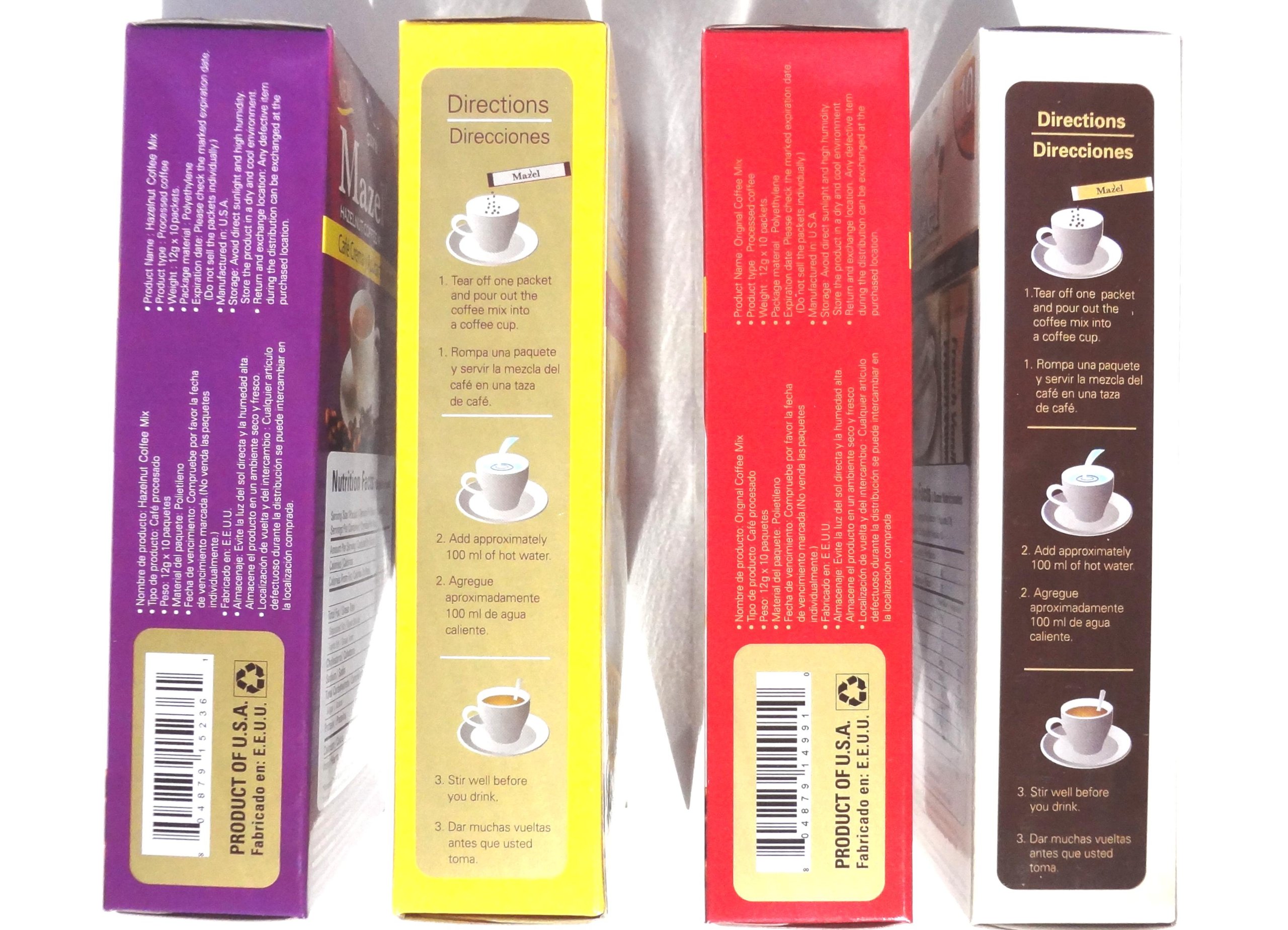 Instant Coffee Packets With Cream & Sugar 4 Flavors Hazelnut, Vanilla, Mocha & Regular