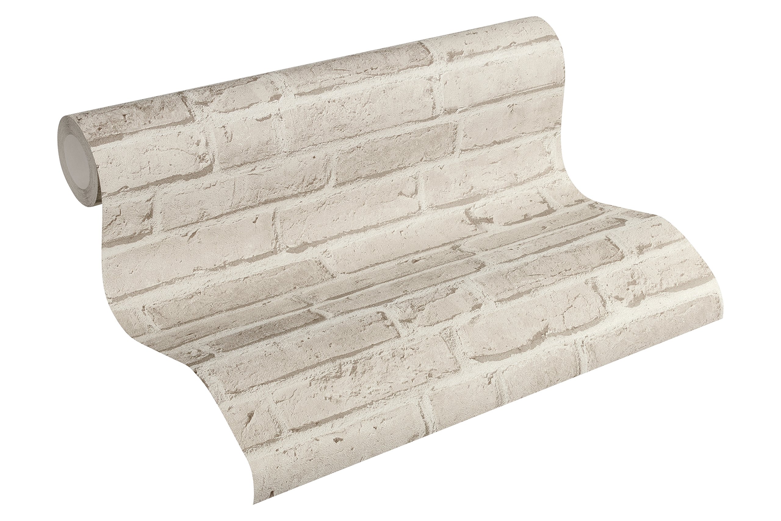 A.S. Creation 35581-3 Best of Wood and Stone Realistic Brick Design Wallpaper, Stone/Grey