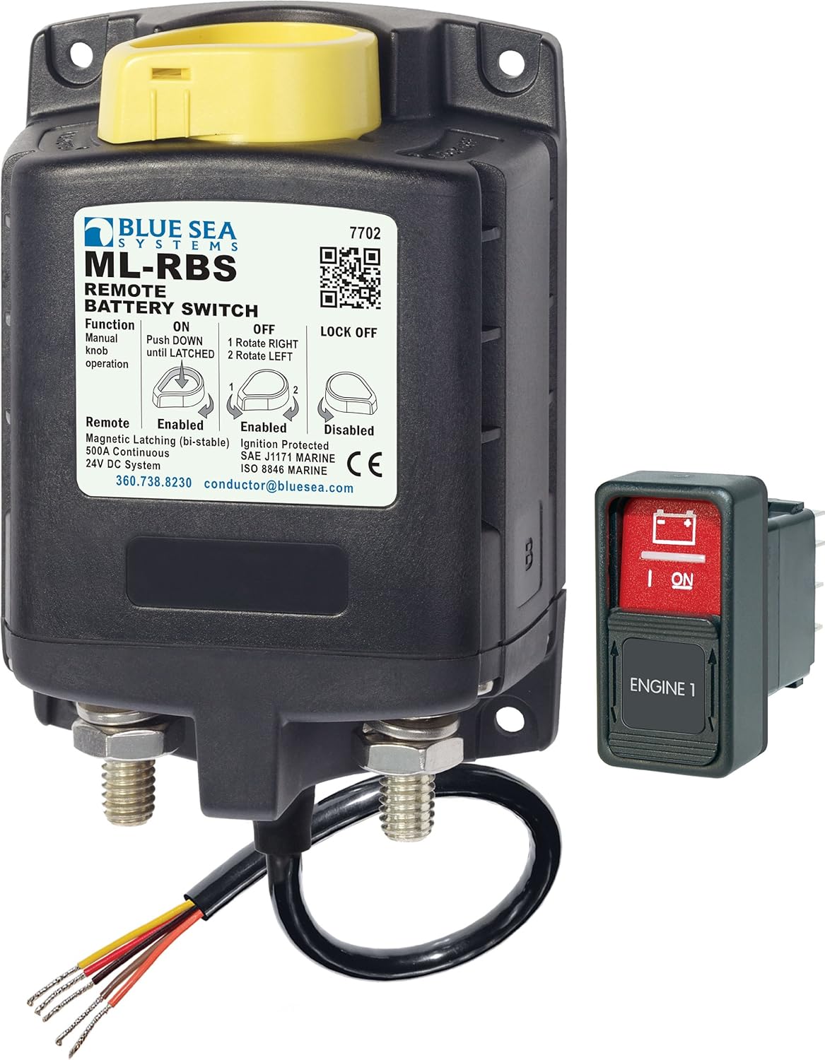 Blue Sea Systems ML-RBS 24V DC 500A Remote Battery Switch with Manual Control : Boating Electrical Equipment : Sports & Outdoors