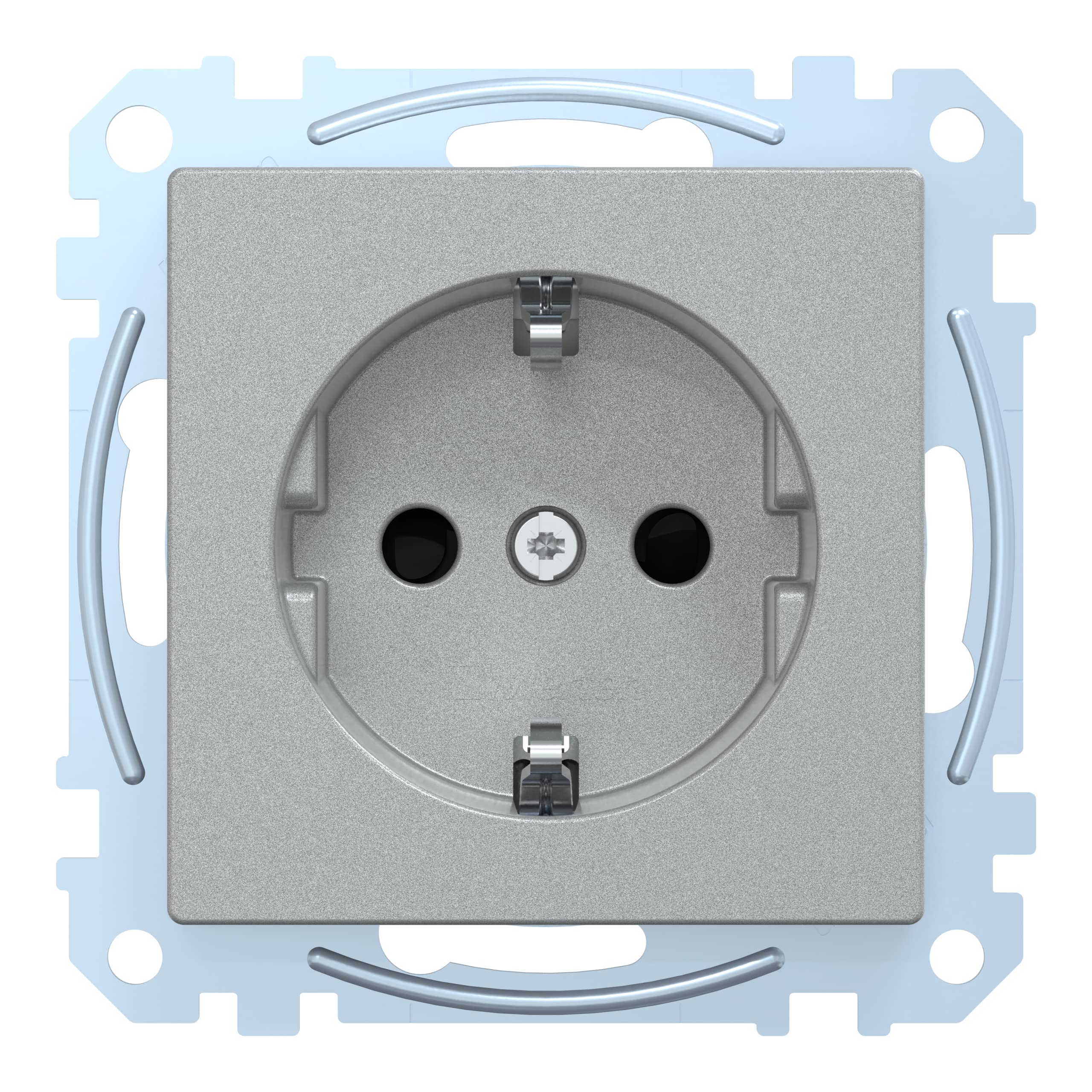 Merten MEG2300 Flask SCHUKO Socket Outlet, Increased Contact, Plug-in Terminals, Aluminium, System M