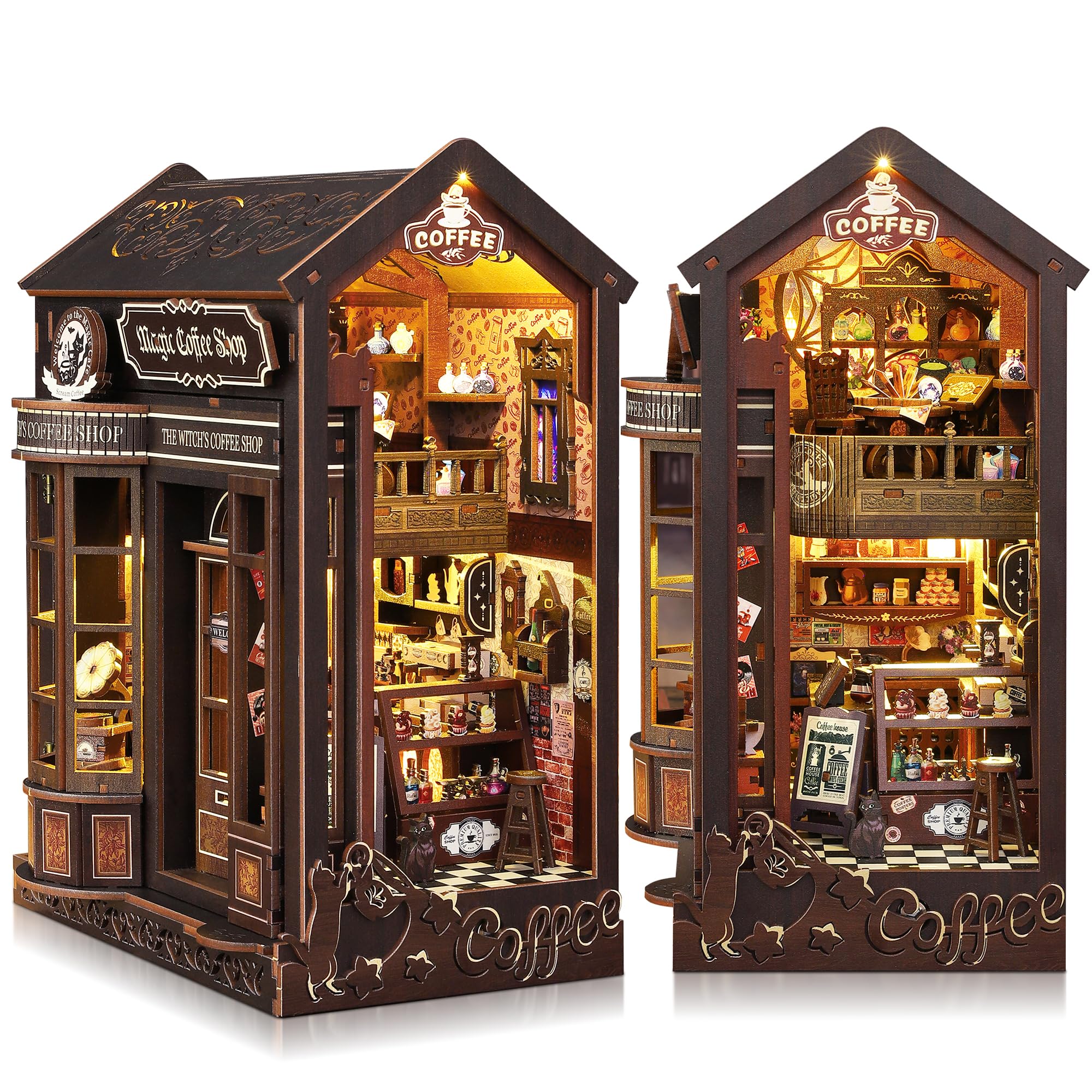 Book Nook Kits for Adults: LUMYCE Book Nook Kit Model Kits Craft Kits for Adults - DIY Miniature House Kit for Bookshelf Booknook Tiny House with Sensor Led Light