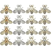 16 PCS Honey Bee Brooch Pins Bulk - Gold Designer Brooches for Women - Crystal Insect Themed with Faux Pearl - Fashion Lapel Gift for Birthday, Dating, Party, Anniversary