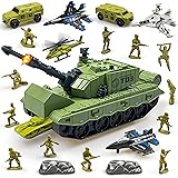 ZAKVENFUN Military Tank Playset with 12 Army Men, 4