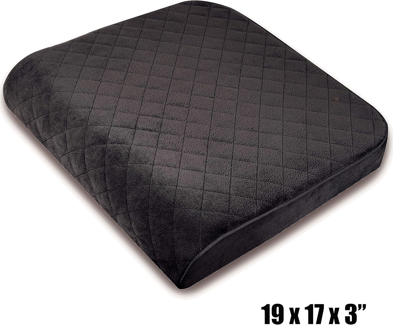 COMFORTANZA Large Seat Cushion - 19x17x3 Gel Infused Pure Memory Foam Chair Pad for Dining, Office Chairs, Wheelchairs, Recliners, Car Seats - Booster Cushion for Adults & Kids - Pain Relief - Black: Home & Kitchen