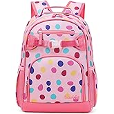 Sawkig Cute Polka Dot Backpack for School Bookbag Kids Kindergarten Elementary Backpacks for Girls ages 6-8-10 (Colorful Polka Dot)